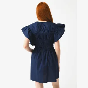 MISA Women's Radha Navy Ruffle Smocked Dress Size XS NWT $360 retail thumbnail 2