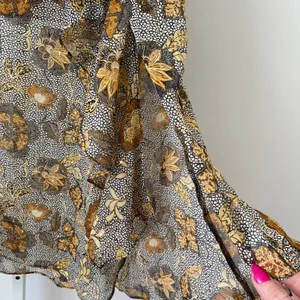 Dress Forum S Brown Floral Maxi Skirt Ruffle High Low Metallic Lurex Boho FS9947 thumbnail 4