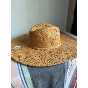 NWT Anarchy Street Wide Brim Braided Sun Hat Tan Boho Coastal Resort Beach thumbnail 2