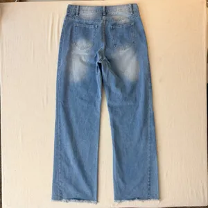 Commense High Rise Wide Leg Raw Hem Jeans Women Medium Light Wash thumbnail 5