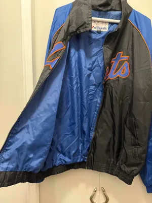 Majestic New York Mets MLB Full Zip Jacket Men's Size M Black Blue Orange thumbnail 3