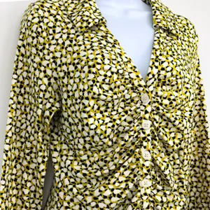 Maeve by Anthropologie Button Ruched Print Long‎ Sleeve Shirt Women's Medium thumbnail 3