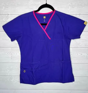 Wink purple/pink trim scrub top Size XS thumbnail 1