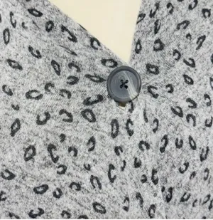 Bobeau Grey Leopard One-Button Fleece Wrap/Cape/ Cardigan thumbnail 10