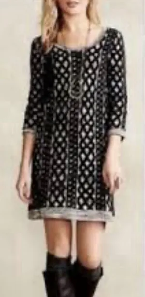 Anthropologie Moth Mini Sweater Dress Womens Medium whimsygoth bohemian designer thumbnail 1