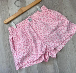 Bow Pajama Shorts cotton printed womens Pink (medium) loungewear sleep casual thumbnail 1