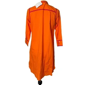 Gretchen Scott Tunic Shirt Tail Dress Womens S Orange Mandarin Collar 3/4 Sleeve thumbnail 9
