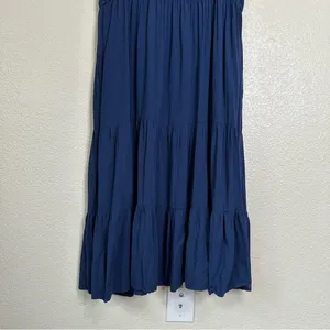 Knox Rose Navy Blue Flutter Short Sleeves Tiered Midi Dress, Size XL thumbnail 9