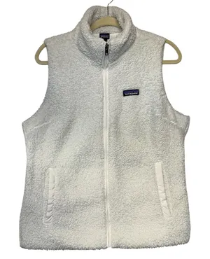 Patagonia Los‎ Gatos Fleece Vest Womens Large White Full Zip High Pile 25216 thumbnail 1