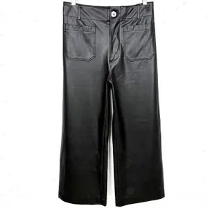 Anthropologie Maeve Colette Faux Leather Cropped Wide Leg Pants Black Size 28 thumbnail 9