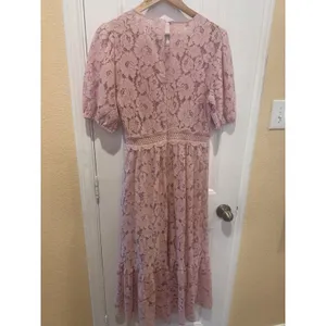 Fleur de Lis Lace Midi Dress BY SUGARLIPS MAUVE COLOR SIZE M thumbnail 2