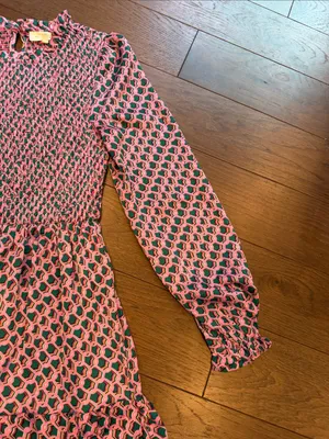 MelloDay Pink and Green Patterned Long Sleeve Dress Size Small - C11-647 thumbnail 6