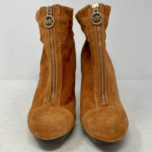 Michael Kors Brown Suede Heeled Zip Booties Size 7.5 thumbnail 2