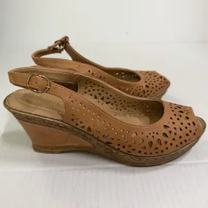 Patrizia By Spring Step Shoes Womens Size 7.5 38 Brown Slingback Wedge Sandals thumbnail 2