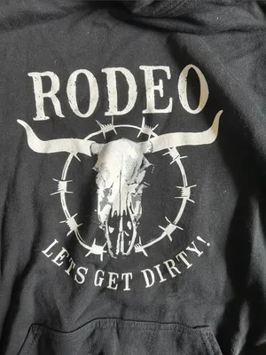Gildan Black Hoodie with White Rodeo Skull Graphic thumbnail 3
