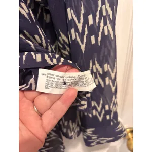 Zara Women Purple Geometric Ikat Print Sheer Chiffon Button‎ Up Blouse Large thumbnail 7