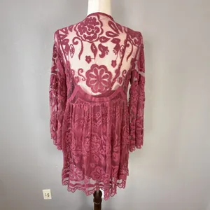 Free People Jens Pirate Booty El Sol Dark Rose Lace Babydoll Mini‎ Dress Size S thumbnail 6