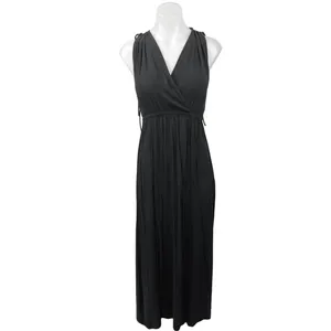 Asos Black Wrap V-Neck Sleeveless LBD Summer Beach Vavation Midi Maxi Dress Sz 4 thumbnail 5