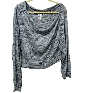 Free People We the Free Off Shoulder Burnout Top Large Gray thumbnail 2