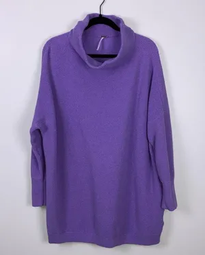 Free People Ottoman Oversized Slouchy Sweater Cowl Neck Purple Women’s Large thumbnail 4