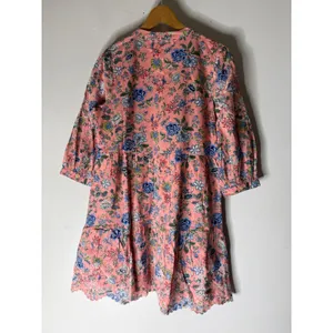 LOFT pink Floral Embroidered Swing Shirtdress‎ 3/4 sleeve size 10 thumbnail 2
