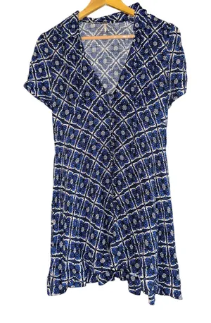 Free People Melody Printed Mini Dress Size 6 Spanish Boho Hippie Festival‎ ~Flaw thumbnail 1