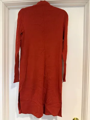 Ann Taylor Long Burnt Orange Button-Front Cardigan thumbnail 5