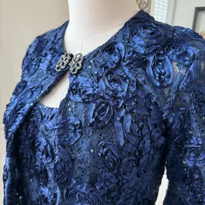 Cachet Dark Blue 2pc Formal Jacket Tank Soutache Sequin Rhinestone Clip 6 thumbnail 4