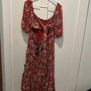 NWT Lulus Daily Daydream Rust Red Floral Print Puff Sleeve Midi Dress - Size L thumbnail 5