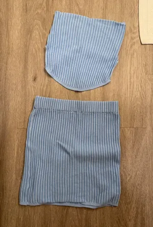 Blue Strapless Shirt and Skirt Set thumbnail 1