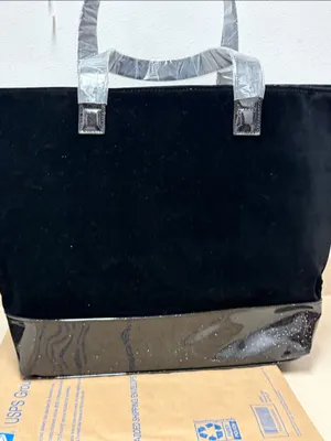 Jimmy Choo Parfums tote black velvet body glossy glitter-accented base &straps thumbnail 9
