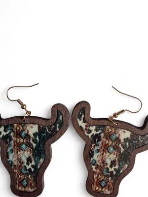Southwestern Longhorn Earrings Brown thumbnail 3