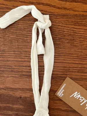 NWT Nasty Gal Crinkle Fringe Hem Bralette Size Crop Top Size Small Size 4 Cream thumbnail 8