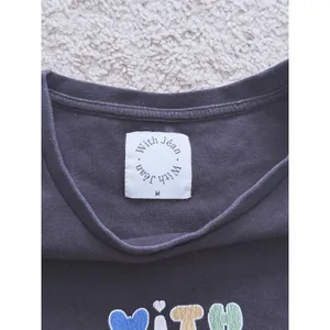 With Jean Y2K Graphic Baby Tee Crop Tshirt Medium Black Streetwear 90s Retro thumbnail 4