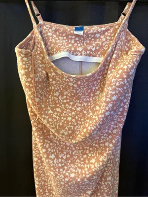 Old Navy Dusty Rose Floral Ribbed Tank Dress thumbnail 3