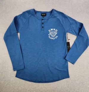 NWT Diamond Supply Co. Womens Sz XSMALL Washed Blue Henley‎ Long Sleeve Shirt XS thumbnail 1