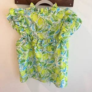 NWT Avara Maddie Ruffled Tie Neck‎ Top Large Green thumbnail 5