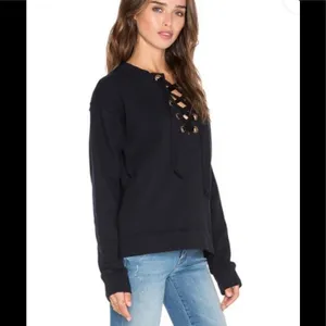 J.O.A. black lace up long sleeve sweatshirt. NWT thumbnail 5