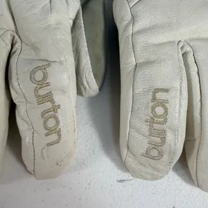 Burton Women L Snowboard Gloves DryRide Leather Button Detail Cream Tan Gray thumbnail 3
