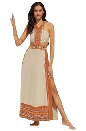 Anthropologie Celandine Linen Embroidered Halter Dress Size XL thumbnail 1