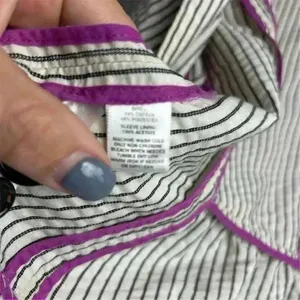 Ann‎ Taylor Loft Women's Blazer Jacket Ivory/White and Black Stripes Size 8 thumbnail 9