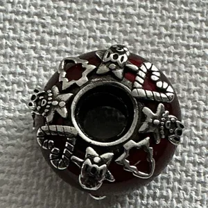Pandora Christmas Candy Cane Holiday Charm Red Murano Glass ALE 925 Silver thumbnail 4