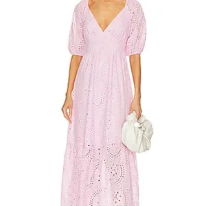 Sanctuary Ruffle Puff Sleeve Eyelet Maxi Dress Pink‎ Size 4 NWOT thumbnail 3
