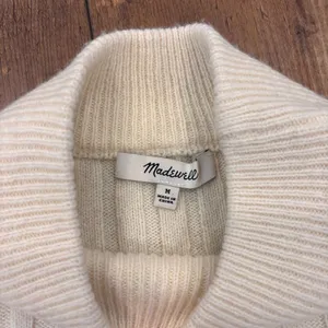 Madewell Antique Cream Ribbed Mockneck Crop Sweater Boxy Knit Pullover Wool Sz M thumbnail 5