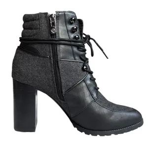 Antonio Melani Leather‎ Flannel Treaded Lug Sole Lace Up Zippered Boot Sz 7 1/2 thumbnail 2