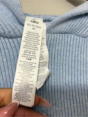 Alo Yoga Scholar Hooded Sweater Blue XS Oversized Ribbed Knit Hoodie thumbnail 6