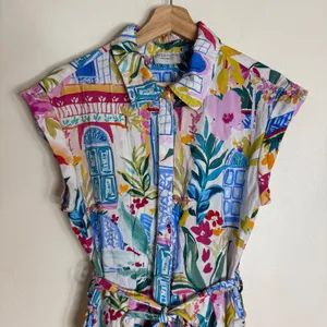 Dress Forum Women's Tropical Floral Mediterranean Print Romper Multi L thumbnail 4