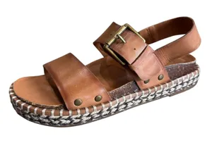 Lucky Brand Leather Sandals Women's 7M Brown Umora Platform Boho Indie Gypsy thumbnail 1