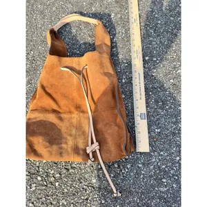 Clarks Brown Suede Leather Bucket Bag Drawstring Hobo Tote Tan Handle thumbnail 6