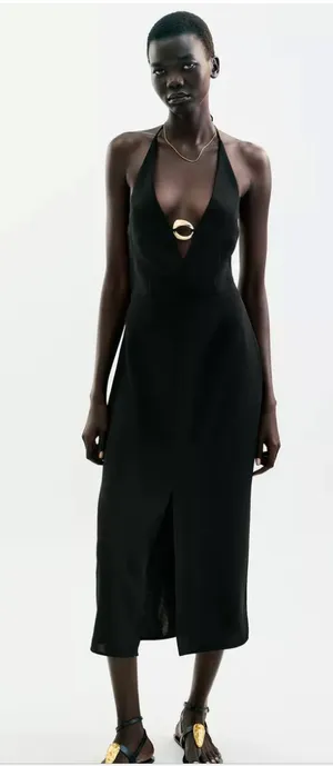Zara MIDI DRESS WITH GOLD APPLIQUÉ thumbnail 1